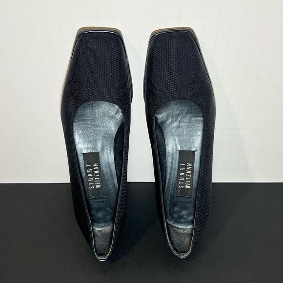 Womens STUART WEITZMAN Black Square Toe Block Heel Pumps / Size 7 Medium - Picture 5 of 8